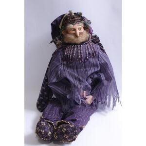 Bearded Elf in Purple Outfit Art Doll, 22 inches, Legendary, Mythical Creature